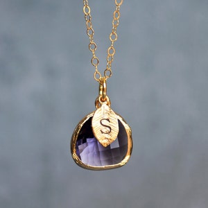 Amethyst Necklace, February Birthstone Necklace, Aquarius Necklace, Bridesmaid Necklace, Birthstone Necklace, Custom Initial Necklace