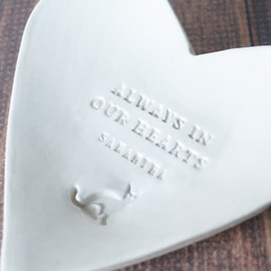 Cat Sympathy Gift, Pet Sympathy Gift, Pet Memorial Gift, Loss of Pet Gift  - Always in our Hearts - With Pet's Name - Heart Shaped Bowl