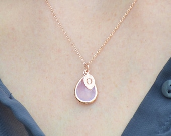 Oktober Geburtsstein Halskette, rosa Opal Halskette, personalisierte Brautjungfer Halskette, benutzerdefinierte erste Halskette, Geschenk für sie, rosa Opal Schmuck