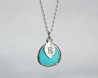 Turquoise Necklace, December Birthstone Necklace, Bridesmaid Necklace, Turquoise Birthstone Necklace, Custom Initial Necklace, Gift for Her