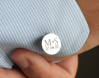 Personalized Cufflinks, Round Engraved Cufflinks, Gift for Him, Groomsmen Gift, Groom Gift, Mens Wedding Gift