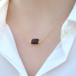 Ruby Necklace, July Birthstone, Genuine Gemstone 'Slice', Gift for Her, Natural Ruby Jewelry Set, Unique Handmade Jewelry