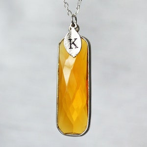 November Birthstone Necklace, Citrine Necklace, Sterling Silver or 18K Gold, Personalized Necklace, Bridesmaid Gift, Mom Necklace