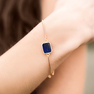 Lapis Lazuli Bracelet, September Birthstone, Birthday Gift for Her, Unique Handmade Jewelry, Blue Stone Bracelet