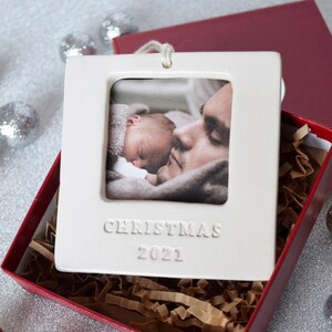 First Christmas Ornament 2024 READY TO SHIP Square Picture Frame Ornament, Family Ornament, Baby or Child Ornament, Wedding Ornament image 5