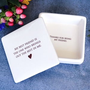 Thanks For Being My Friend - Personalized Bestie Gift, Ceramic Keepsake Jewelry Box, Friendship Keepsake