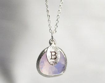 Oktober Geburtsstein Halskette, Rosa Opal Halskette, personalisierte Brautjungfer Halskette, Benutzerdefinierte erste Halskette, Geschenk für sie, Rosa Opal Schmuck