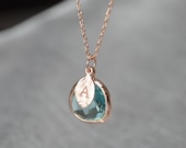 Personalized Aquamarine Necklace, Bridesmaid Necklace, March Birthstone Necklace, Custom Initial Necklace, Gift for Her, Aquamarine Jewelry