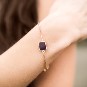 Gemstone Slice Bracelet, Birthstone Bracelet, Raw Stone Bracelet, Gift for Her, Natural Gemstone Jewelry, Handmade Jewelry, Unique Jewelry