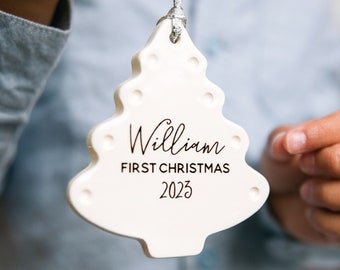 Tree Ornament, Personalized Baby's First Christmas Ornament, Baby Christmas Gift, My First Christmas, Ceramic Tree