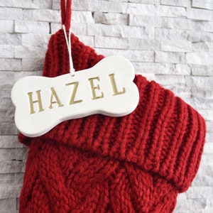 Personalized RED Dog Christmas Stocking, Dog Christmas Gift, Knitted Holiday Stocking, Customized with Name, Available in Different Colors,