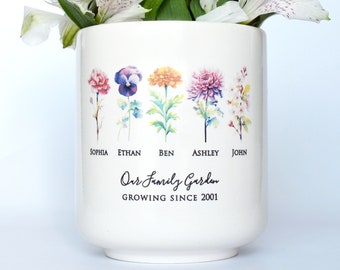 Mother's Day Gift, Garden of Love Flower Pot, Personalized Planter, Our Family Garden Planter, Grandma Gift, Mom Gift, Birth Flower Vase