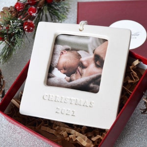 First Christmas Ornament 2024 READY TO SHIP Square Picture Frame Ornament, Family Ornament, Baby or Child Ornament, Wedding Ornament image 4