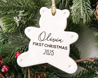 Teddy Bear Ornament, Personalized Baby's First Christmas Ornament, Baby Christmas Gift, Bear Ornament, My 1st Christmas, New Baby Gift