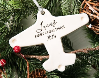 Airplane Ornament, Personalized Baby's First Christmas Ornament, Baby Christmas Gift, Plane Ornament, My First Christmas, New Baby Gift