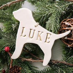 Personalized Dog Christmas Ornament with Name in Different Colors- Custom Dog Ornament, Dog Lovers Christmas Gift