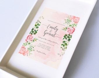Personalized Wedding Invitation Tray, Engagement Gift, Bridal Shower Keepsake