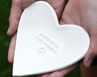 Handmade Dog Memorial Bowl "Always in Our Hearts" Pet Sympathy Gift