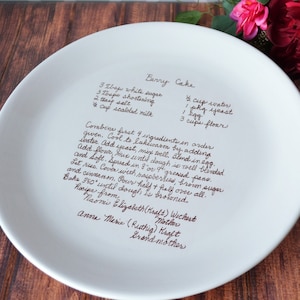 Mother's Day Gift, Handwritten Recipe Plate Gift, Family Recipe Platter, Present for Grandma, Large Round Personalized Plate