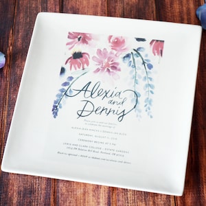 Wedding Gift, Wedding Present, Marriage Gift, Parent Wedding Gift - Personalized Plate with Wedding Invitation in Color