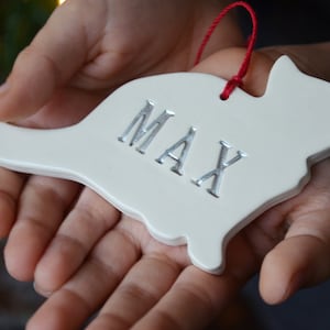 Handmade Cat Ornament, Personalized Cat Ornament, Kitten Holiday Ornament, Custom Cat Ornament with Name - Christmas Gift for Cat Lover