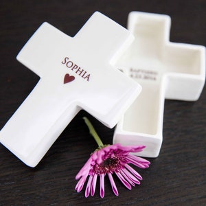 Personalized Baptism Gift, First Communion Gift or Confirmation Gift - Cross Keepsake Box