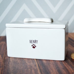 Hundgodisburk, hundgodisbehållare, personlig hundburk, husdjurspresent, hundpresent, valppresent, present till hundälskare - Rektangulär hundgodislåda