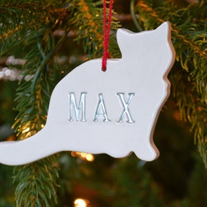 Handgefertigte Katze Ornament, Personalisiert, Kätzchen Urlaub, Individuell mit Namen - Weihnachtsgeschenk für Katzenliebhaber