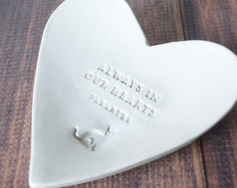 Cat Sympathy Gift, Pet Sympathy Gift, Pet Memorial Gift, Loss of Pet Gift  - Always in our Hearts - With Pet's Name - Heart Shaped Bowl