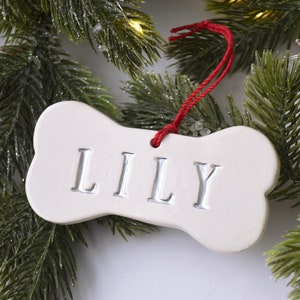 Personalized Dog Bone Christmas Ornament: Custom Pet Name Gift