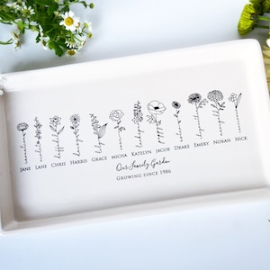 Mother's Day GIft, Garden of Love Flower Platter, Personalized Platter, Our Family Garden Tray, Grandma Gift, Mom Gift, Birth Flower Platter