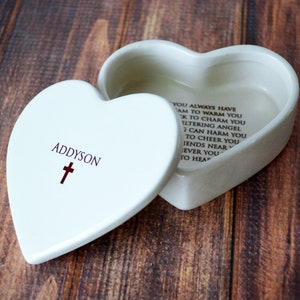 Personalized Baptism Gift, First Communion Gift, Confirmation Gift, Godchild Gift, Goddaughter Gift -With Irish Blessing -Heart Keepsake Box