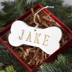 Adorno navideño personalizado con forma de hueso de perro, regalo navideño