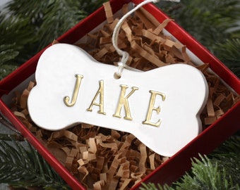 Adorno navideño personalizado con forma de hueso de perro, regalo navideño
