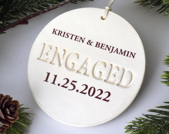 Engagement Ornament - Personalized With Names and Date - Engagement Gift or Christmas Gift, Custom Christmas Engaged Ornament