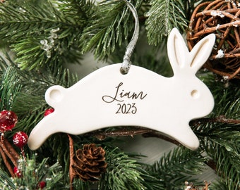 Bunny Ornament, Personalized Baby's First Christmas Ornament, Rabbit Ornament, Baby Christmas Gift, My First Christmas, New Baby Gift