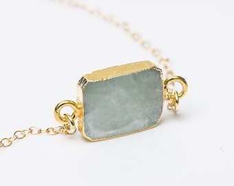 Aquamarine Necklace, March Birthstone, Handmade Jewelry, Unique Birthday Gift for Her, Aquamarine Jewelry