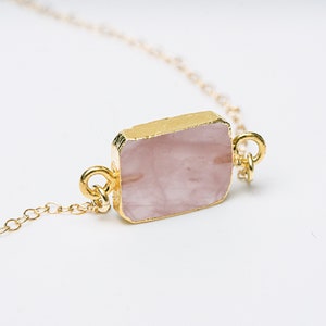 Rose Quartz Necklace, October Birthstone, Handmade Jewelry, Unique Birthday Gift for Her, Pink Stone Necklace