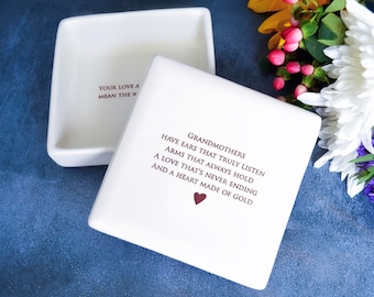 Grandma Wedding Gift, Grandmother Gifts, Grandmother of Bride Gift, Grandma Present - Personalized Gifts for Grandma - Square Keepsake Box