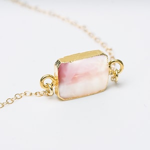 Pink Opal Necklace, October Birthstone Jewelry, Birthday Gift for Her, Pink Opal Jewelry Set, Unique Handmade Jewelry
