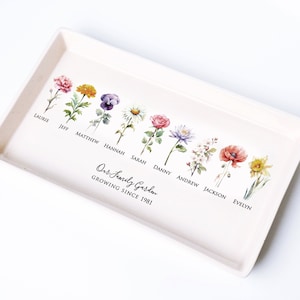 Bloemenschaal Garden of Love, gepersonaliseerd keramisch dienblad, onze familietuin, oma cadeau, moeder cadeau, geboorte bloemenschaal, cadeau voor haar