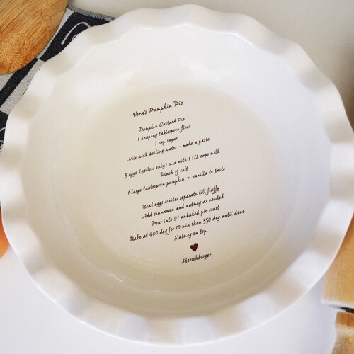 Pie Plate With Handwritten Recipe Personalized Pie Dish With Etsy