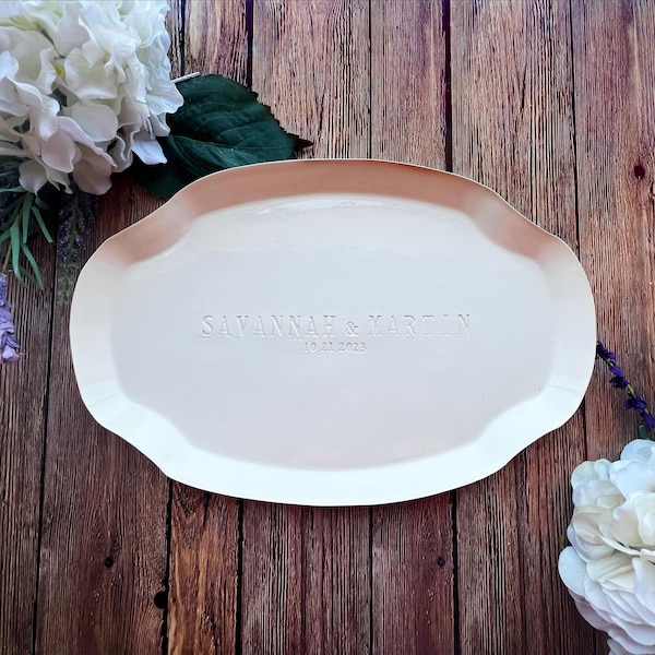 Wedding Gift, Engagement Gift or Signature Guestbook Platter  - Personalized with Names and Date