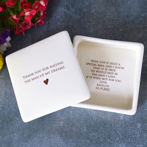 Unique Mother of the Groom Gift, Thank You For Raising the Man of My Dreams, Mom Gift, Mother in Law Gift, Personalized Square Keepsake Box