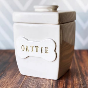 Medium Personalized Dog Treat Jar, Dog Gift, Puppy Gift, Dog Lover Gift, Treat Jar with Bone Tile and Name