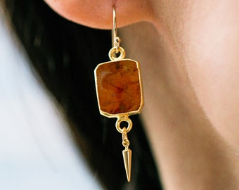 Natural Citrine Earrings, November Birthstone Earrings, Gift for Her, Citrine Jewelry Set, Handmade Jewelry, Gemstone Earrings