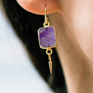 Amethyst Earrings, February Birthstone Earrings, Gift for Her, Natural Amethyst Jewelry Set, Handmade Jewelry, Gemstone Earrings