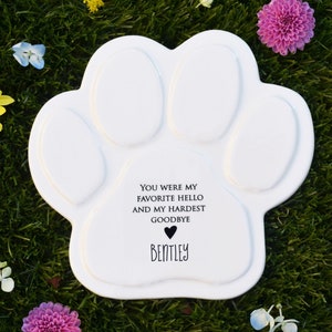 Dog Memorial, Personalized Pet Sympathy Gift, Ceramic Garden Tile, Loss of Pet Gift, Paw Print Plaque