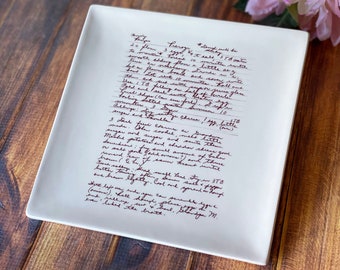 Mother's Day Gift, Plate with Handwritten Recipe, Present for Mom or Grandma, Large Personalized Plate with Recipe - 10x 10