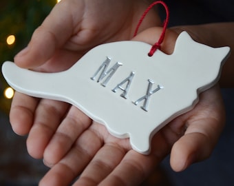 Cat Christmas Ornament, Cat Gift, Personalized Cat Ornament, Kitten Ornament, Custom Cat Ornament with Name - Christmas Gift for Cat Lover